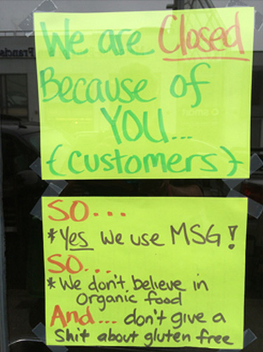 The sign outside SO on Thursday. Photo via Eater